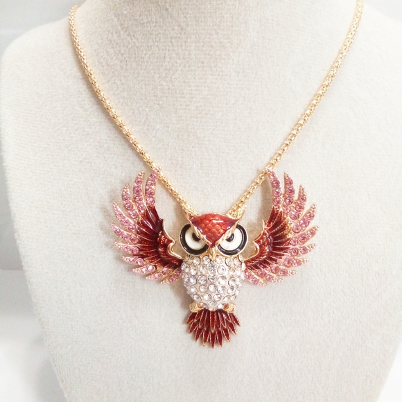 Betsey Johnson Jewelry - New  Pink OWL Wings Out Necklace
